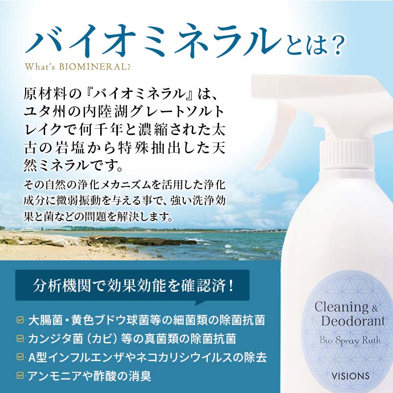 VISIONS オリジナル ペット用洗浄消臭スプレー バイオスプレールース 詰替え用 900ml 犬用 消臭・洗浄・除菌抗菌  小型犬用／中型犬用／大型犬用 子犬用／成犬用／高齢犬（シニア犬）用 天然成分100% 無添加国産 dog visions-ヴィジョンズ